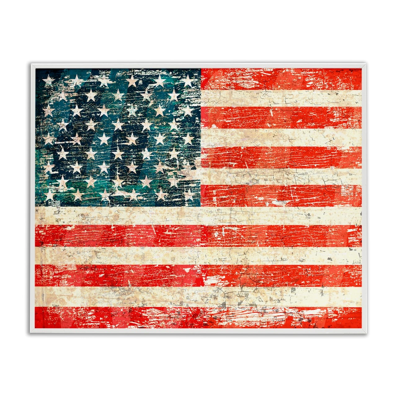 Stupell Industries Rustic American Flag Framed Giclee Art